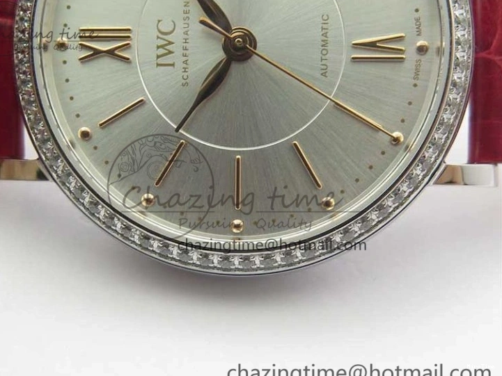 MIROTIME 0215 Portofino Automatic 37 SS M+F 1:1 Best Edition Silver Dial RG Markers on Red Crocodile Strap A Reliable 7154